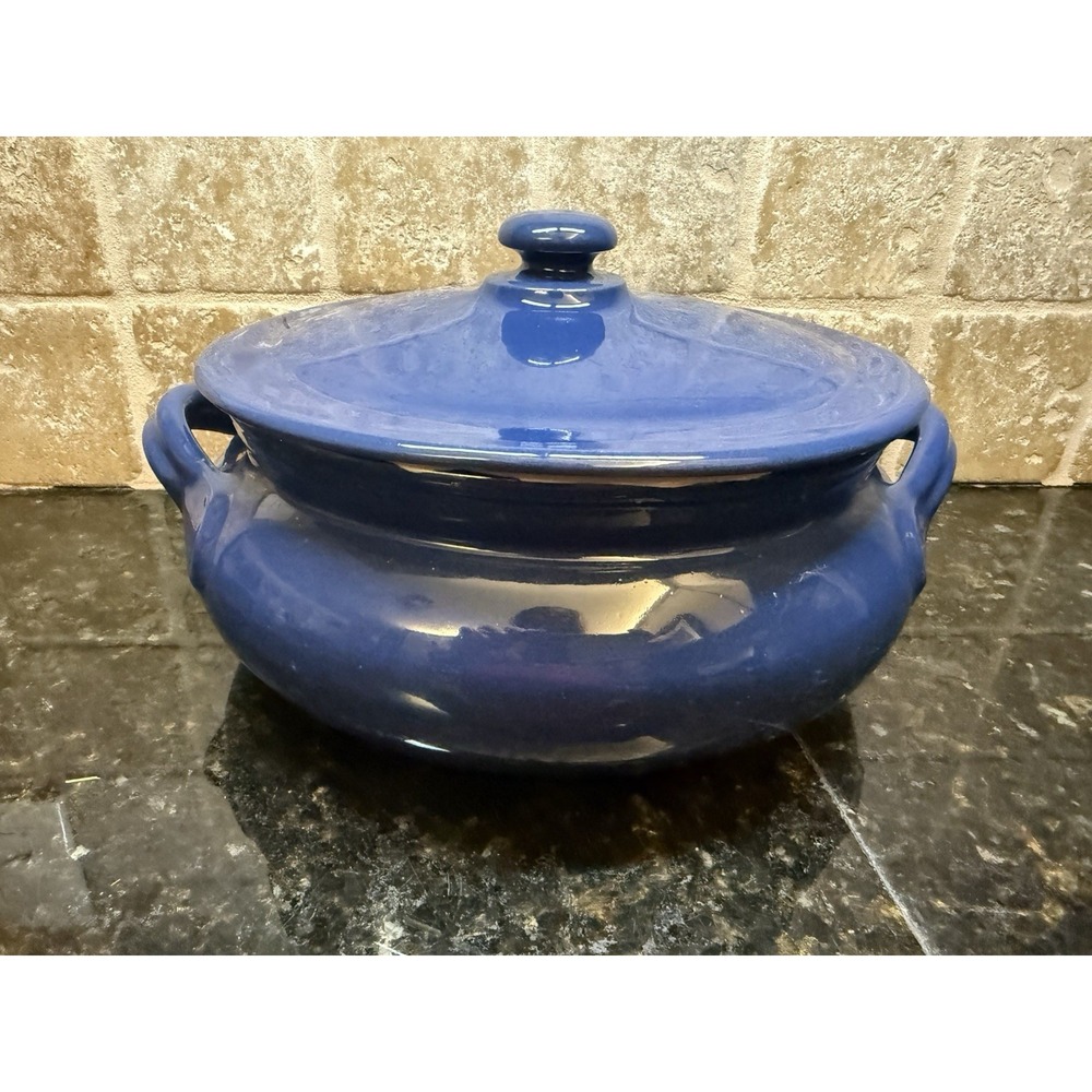 VTG Casserole Dish Italian Blue Glazed Pottery Ceramiche Alfa Serving Bowl